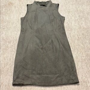 Large J.McLaughlin sheath Delmar faux suede fitted dress olive green women's